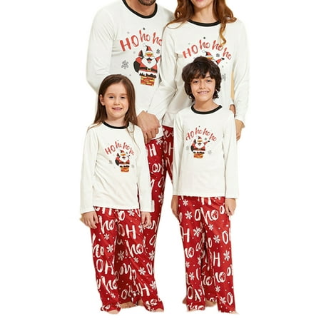 Emmababy Family Matching Christmas Pajamas Sets Cartoon Printed Sleepwear Homewear