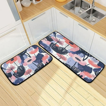 Kitchen Rug Set 2 Pieces Non Slip Kitchen Mat for Kitchen Home Floor Sink 47 x19 +27 x19 Navy Blue Abstract Flowers
Kitchen Rug Set 2 Pieces Non Slip Kitchen Mat for Kitchen Home Floor Sink 47 x19 +27 x19 Navy Blue Abstract Flowers