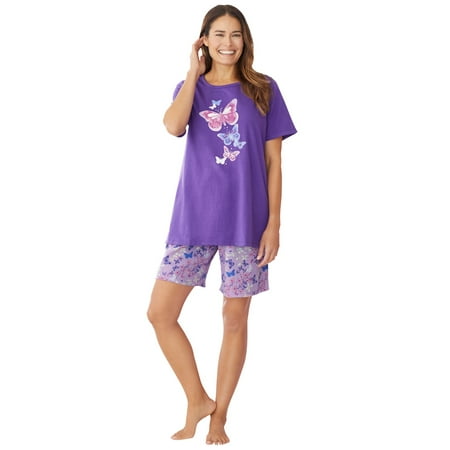 Dreams & Co. Women s Plus Size Knit Pj Short Set Pajamas