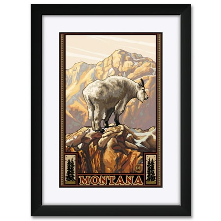 Montana Mountain Goat Framed & Matted Art Print by Paul A. Lanquist. Print Size: 12" x 18" Framed Art Size: 18" x 24"