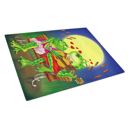 Caroline s Treasures Frog Love Songs Glass Cutting Board Large
