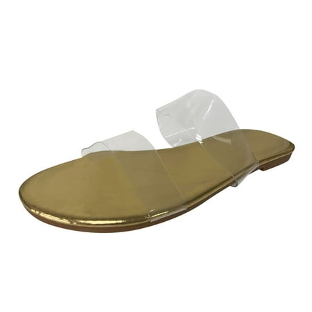 SEMIMAY Sandals For Women Ladies Fashion Solid Flat Slippers Sandals Casual Shoes Gold
SEMIMAY Sandals For Women Ladies Fashion Solid Flat Slippers Sandals Casual Shoes Gold