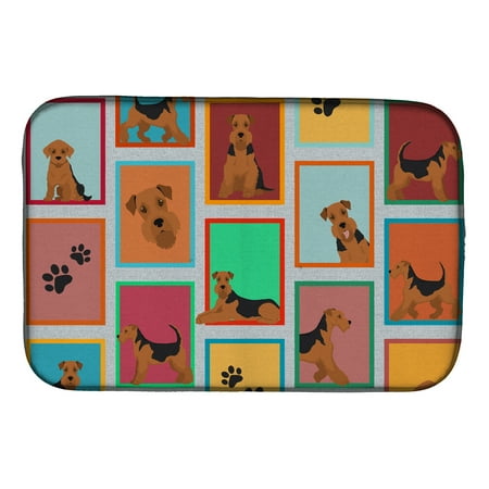 Lots of Airedale Terrier Dish Drying Mat 14 in x 21 in