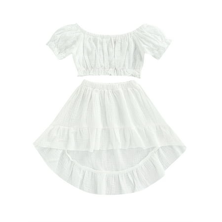 Eyicmarn Baby Girls 2PCS Plain Outfits Short Sleeve Ruffle Off-Shoulder Hollow Tops Irregular Midi Skirt Toddler Ruched Summer Outfits
Eyicmarn Baby Girls 2PCS Plain Outfits Short Sleeve Ruffle Off-Shoulder Hollow Tops Irregular Midi Skirt Toddler Ruched Summer Outfits