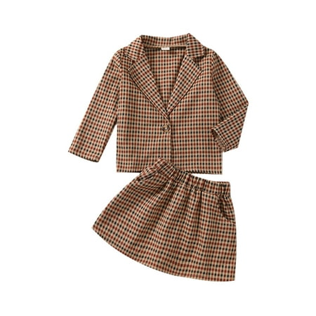 Kids Baby Girl Clothes Set Plaid Print Single Button Long Sleeve Suit Coat+A-line Skirt Autumn 2pcs
Kids Baby Girl Clothes Set Plaid Print Single Button Long Sleeve Suit Coat+A-line Skirt Autumn 2pcs