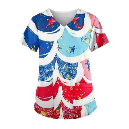 TKing Fashion Women Plus Size Scrubs Top V-Neck Short Sleeve Animal Print Pockets Work Blouse for Women White S
TKing Fashion Women Plus Size Scrubs Top V-Neck Short Sleeve Animal Print Pockets Work Blouse for Women White S