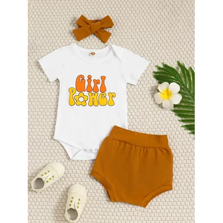 Infant Letter Print Romper Short Sleeve Round Neck Bodysuit & Solid Shorts & Headband Set For Baby Girls Toddler Clothes
Infant Letter Print Romper Short Sleeve Round Neck Bodysuit & Solid Shorts & Headband Set For Baby Girls Toddler Clothes