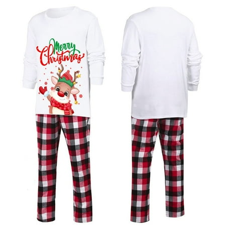 LINMOUA Family Christmas Outfits Matching Sets Party Pajamas Family Xmas Raglan Shirt Holiday Loungewear