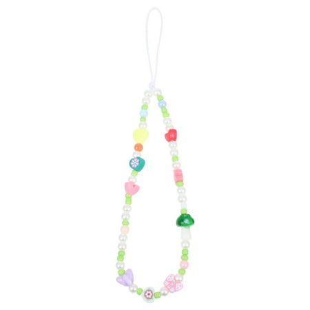 Cartoon Style Beaded Phone Charm Cell Phone Anti-lost Wrist Strap Phone Lanyard
