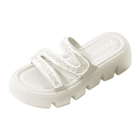 Sandals Women Wide Width Summer Fashion Thick Sole With Rhinestones Solid Color Non Slip Large Size Beach Slippers Womens Shoes Sandals
Sandals Women Wide Width Summer Fashion Thick Sole With Rhinestones Solid Color Non Slip Large Size Beach Slippers Womens Shoes Sandals