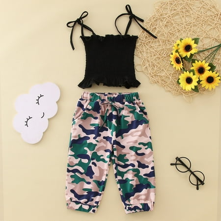Hunpta Toddler Kids Baby Girls Sleeveless Strap Ruffle T Shirt Tops Camouflage Long Pants 2PCS Outfits Clothes Set
Hunpta Toddler Kids Baby Girls Sleeveless Strap Ruffle T Shirt Tops Camouflage Long Pants 2PCS Outfits Clothes Set