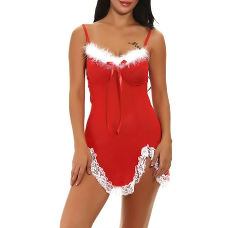 Enwejyy Womens Christmas Lingeries Underwear Sexy Backless Lace Mesh Feathers Exotic Nightdress with G-Strings Babydoll Lingeries
Enwejyy Womens Christmas Lingeries Underwear Sexy Backless Lace Mesh Feathers Exotic Nightdress with G-Strings Babydoll Lingeries