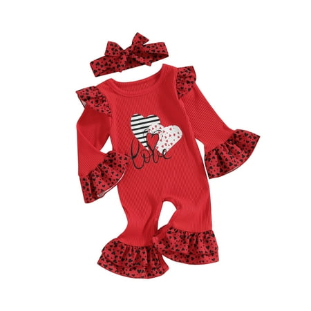 Infant Baby Girls Valentine s Day Jumpsuit Red Long Sleeve Crew Neck Heart Print Ruffle Romper with Headband
Infant Baby Girls Valentine s Day Jumpsuit Red Long Sleeve Crew Neck Heart Print Ruffle Romper with Headband