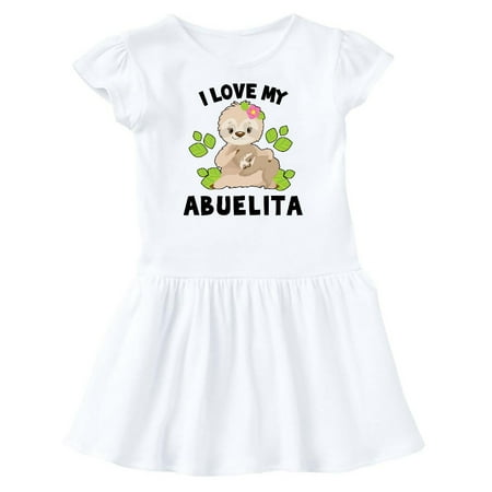 Inktastic Cute Sloth I Love My Abuelita with Green Leaves Gift Baby Girl Dress