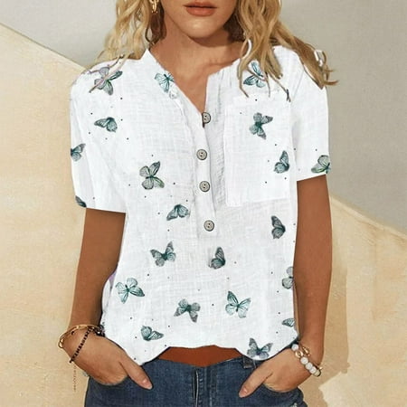 TWGONE Women s Casual Fashion Cotton Linen Printed Women s Short Sleeve Shirt White XXL
TWGONE Women s Casual Fashion Cotton Linen Printed Women s Short Sleeve Shirt White XXL