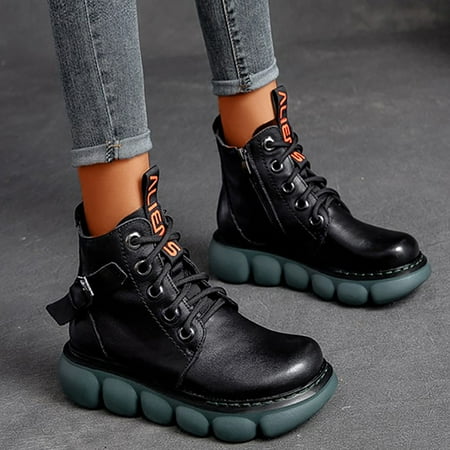 TALKVE Boots Thermal Women s Fashion Retro Thicksoled Lacup Breathable Casual Shoes Women s Boots