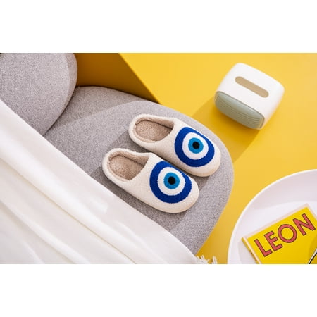 Women Cute Soft Plush Comfy Warm Winter Slipper (Blue / XL)