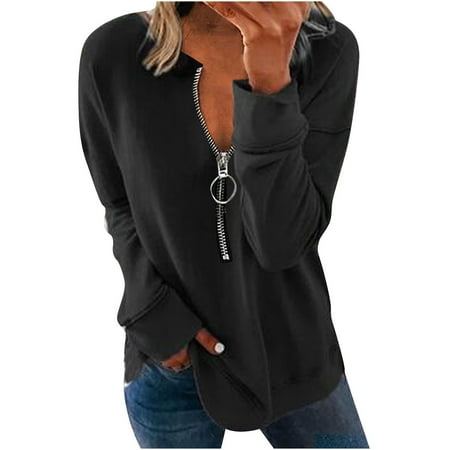 Zedker Long Sleeve Shirts for Women Pullover Sweatshirts Women s Sweatshirts Solid Zip Casual V-Neck Long Sleeve Loose T-Shirt Tops
Zedker Long Sleeve Shirts for Women Pullover Sweatshirts Women s Sweatshirts Solid Zip Casual V-Neck Long Sleeve Loose T-Shirt Tops