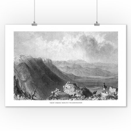 New Hampshire - View of the White Mountains from Mount Washington (9x12 Art Print, Wall Decor Travel Poster)