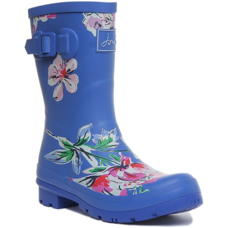 Joules Molly Welly Women s Floral Mid Height Boots In Blue Size 5