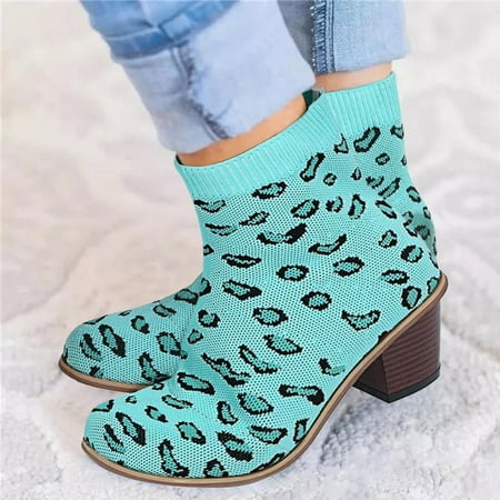 ERTUTUYI Ladies Fashion Leopard Print Breathable Knitted Elastic Boots High Heel Booties Green 40
ERTUTUYI Ladies Fashion Leopard Print Breathable Knitted Elastic Boots High Heel Booties Green 40