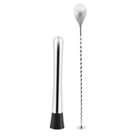 2pcs Stirrer Mixing Spoon Party Stainless Steel Shaker Bar Tool Cocktail Muddler