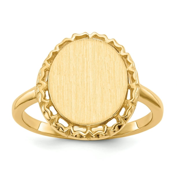 14k Yellow Gold Engravable Signet Ring (12.6mm x 1.1mm face)