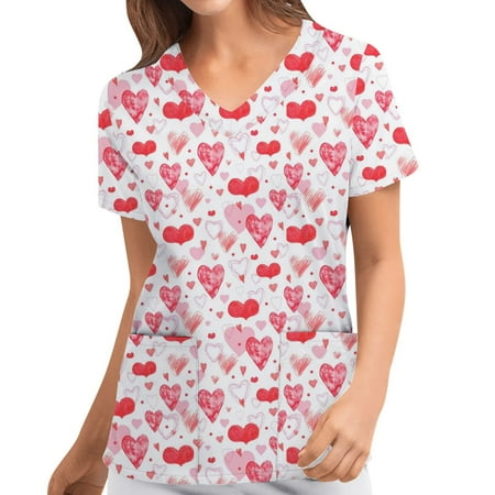qucoqpe Casual Scrubs Tops for Women Women Short Sleeve V-neck Tops Uniform Valentine s Day Printed Pockets Blouse Plus Size Joggers Shirts on Clearance
qucoqpe Casual Scrubs Tops for Women Women Short Sleeve V-neck Tops Uniform Valentine s Day Printed Pockets Blouse Plus Size Joggers Shirts on Clearance