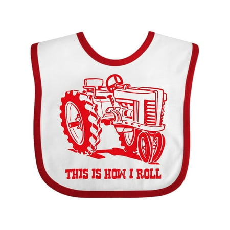 Inktastic This is How I Roll Tractor RED Gift Baby Boy or Baby Girl Bib