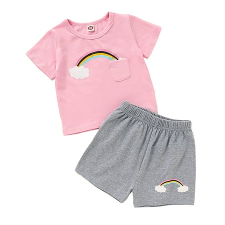 KIMI BEAR Newborn Baby Girls Outfits 6 Months Newborn Girls Summer Outfits 9 Months Newborn Girls Casual Rainbow Print Short Sleeve T-shirt + Gray Skirt 2PCs Set Pink
KIMI BEAR Newborn Baby Girls Outfits 6 Months Newborn Girls Summer Outfits 9 Months Newborn Girls Casual Rainbow Print Short Sleeve T-shirt + Gray Skirt 2PCs Set Pink