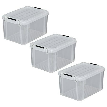 Iris Ohyama Buckle Container Set of 3 21L BL-21 Clear// Steel