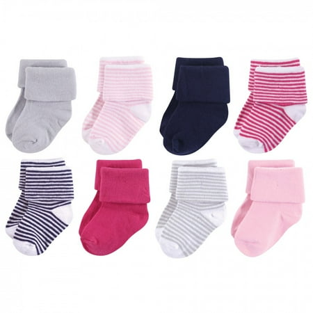 Luvable Friends Baby Girl Fun Essential Socks Navy Pink 6-12 Months