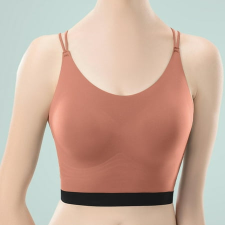 

Cyber & Monday Deals Idoravan Womens Plus Size Bras Clearance Fashion Cross Spaghetti Strap Solid Back Sports Underwear Seamless Bra