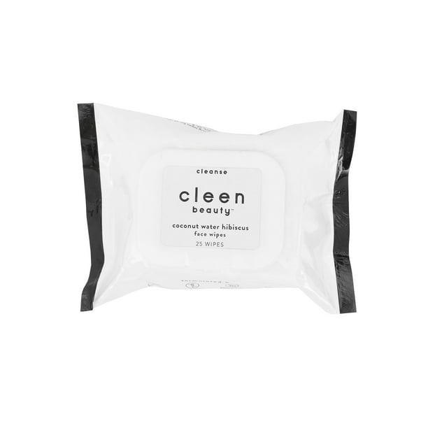 cleen beauty Coconut Hibiscus Face Wipes, 25 Count