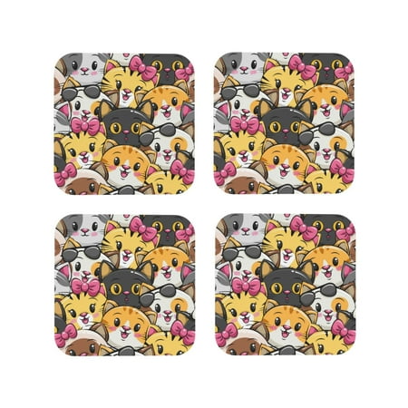 Fuzoiu Cute Cat Cartoon Print Leather Coasters Set Drink Coasters Set of 4 for Tabletop Protection Durable PVC Coasters Home Décor and Housewarming Gift-Square
Fuzoiu Cute Cat Cartoon Print Leather Coasters Set Drink Coasters Set of 4 for Tabletop Protection Durable PVC Coasters Home Décor and Housewarming Gift-Square