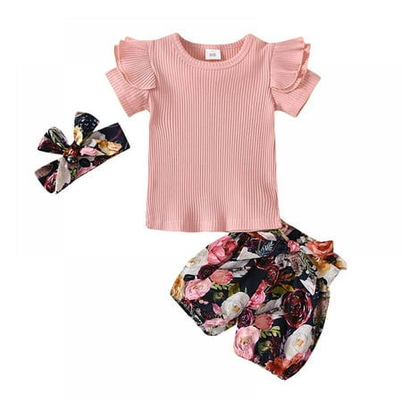 SYNPOS Toddler Baby Girls Clothes Set Ribbed Solid Ruffle Sleeve T-Shirt Top Flower Shorts Summer Outfit 1-5 Years
SYNPOS Toddler Baby Girls Clothes Set Ribbed Solid Ruffle Sleeve T-Shirt Top Flower Shorts Summer Outfit 1-5 Years