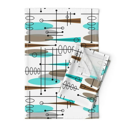 Printed Tea Towel Linen Cotton Canvas - Space Age Vintage Retro Atomic Era Mid Century Modern Blue Brown Print Decorative Kitchen Towel by Spoonflower 
Printed Tea Towel Linen Cotton Canvas - Space Age Vintage Retro Atomic Era Mid Century Modern Blue Brown Print Decorative Kitchen Towel by Spoonflower