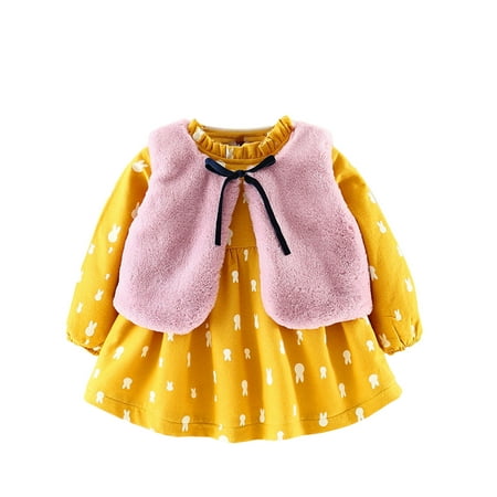 EHTMSAK Infant Baby Toddler with Vest Long Sleeve Dresses for Girls Polka Dot Dress Fall Winter Sundress Yellow 0-3Y 80
EHTMSAK Infant Baby Toddler with Vest Long Sleeve Dresses for Girls Polka Dot Dress Fall Winter Sundress Yellow 0-3Y 80