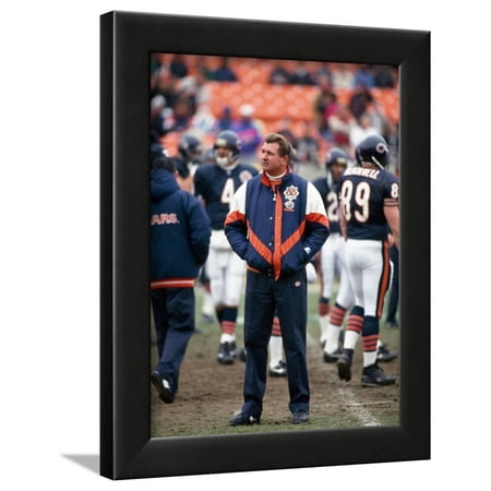 Coach Ditka standing in a stadium, Soldier Field, Lake Shore Drive, Chicago, Cook County, Illino... Framed Print Wall Art
