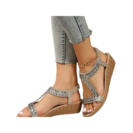 Rotosw Women Casual Shoes Summer Sandal Bohemian Wedge Sandals Rhinestone Beach Work Open Toe Golden 7.5
Rotosw Women Casual Shoes Summer Sandal Bohemian Wedge Sandals Rhinestone Beach Work Open Toe Golden 7.5