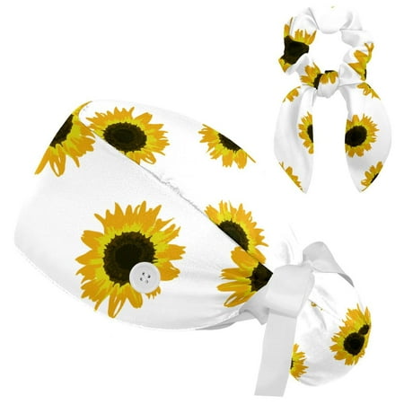 Working Cap with Buttons and Sweatband Scrub Hat Bouffant Caps with Scrunchie Sunflower Tie Back Hats
Working Cap with Buttons and Sweatband Scrub Hat Bouffant Caps with Scrunchie Sunflower Tie Back Hats