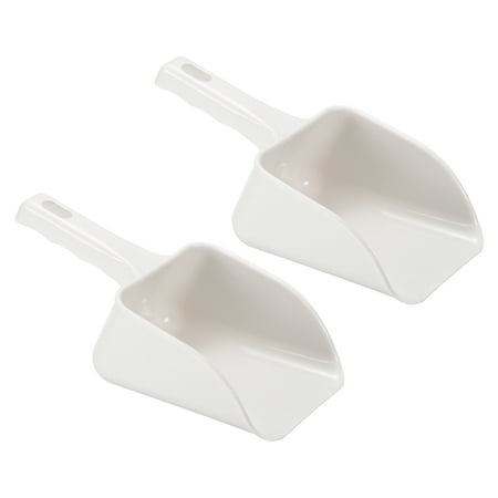 Uxcell ABS 9.06x3.54 Small Flour Cereal Sugar Handle Shovel Scoop White 2 Pack