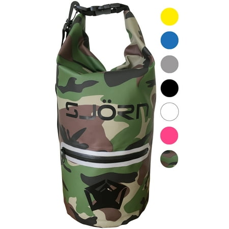 Waterproof Dry Bag -by SJORN with Outside Zip Pocket, Shoulder Strap, Visibility Window & Reflective Trim. Best for Keeping Gear Dry while Travelling Rafting Boating Kayaking Canoeing Camping & Hiking