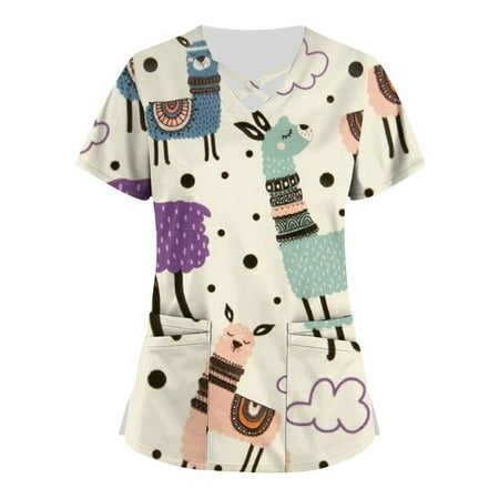 HIMIWAY Plus Size Cute Printed Scrub Working Uniform Tops For Women Cross V-Neck Short Sleeve Fun T-Shirts Workwear Tee With Pockets
HIMIWAY Plus Size Cute Printed Scrub Working Uniform Tops For Women Cross V-Neck Short Sleeve Fun T-Shirts Workwear Tee With Pockets