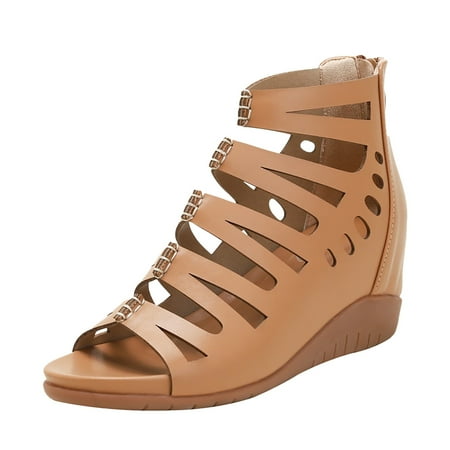 CBGELRT Womens Sandals A Sandals With Wedge for Women Retro Roman Platform Wedge Sandals Hollow Strappy Toe Zipper Breathable Heeled Sandal Heels for Women
CBGELRT Womens Sandals A Sandals With Wedge for Women Retro Roman Platform Wedge Sandals Hollow Strappy Toe Zipper Breathable Heeled Sandal Heels for Women