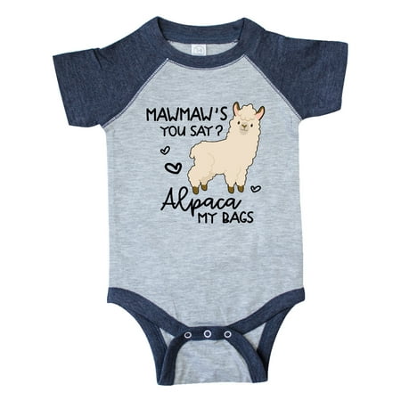 Inktastic Mawmaw s You Say Alpaca My Bags Gift Baby Boy or Baby Girl Bodysuit
Inktastic Mawmaw s You Say Alpaca My Bags Gift Baby Boy or Baby Girl Bodysuit