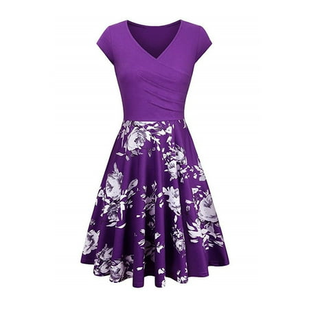 Leesechin Womens Dresses Clearance Summer Floral Print Short Sleeve V-Neck Loose Dress
Leesechin Womens Dresses Clearance Summer Floral Print Short Sleeve V-Neck Loose Dress