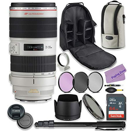 Canon EF 70-200mm f/2.8L is II USM Lens Bundle with Premium Accessories Including 64GB Sandisk Memory, ND Variable Filter, Backpack, Monopod, High Def Filter Kit & More.