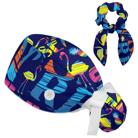 Working Cap with Buttons and Sweatband Scrub Hat Bouffant Caps with Scrunchie Flamingo Tie Back Hats
Working Cap with Buttons and Sweatband Scrub Hat Bouffant Caps with Scrunchie Flamingo Tie Back Hats