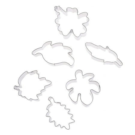 6 Pcs 430 Stainless Steel Cookie Cutter Molds Tree Leaves Shape Design DIY Chocolate Moulds Cupcake Dessert Baking Mold (Silver)